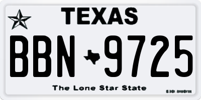 TX license plate BBN9725