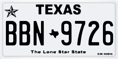 TX license plate BBN9726