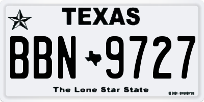 TX license plate BBN9727