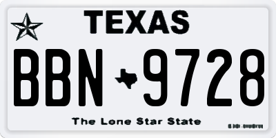 TX license plate BBN9728