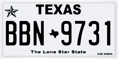 TX license plate BBN9731