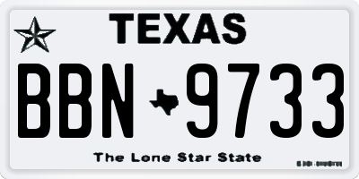 TX license plate BBN9733