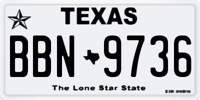 TX license plate BBN9736