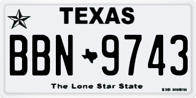 TX license plate BBN9743