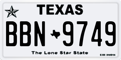 TX license plate BBN9749
