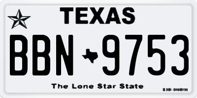 TX license plate BBN9753