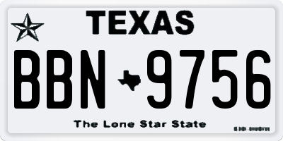 TX license plate BBN9756