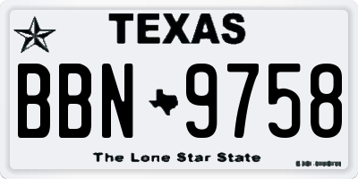 TX license plate BBN9758