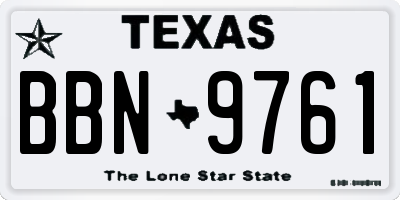 TX license plate BBN9761