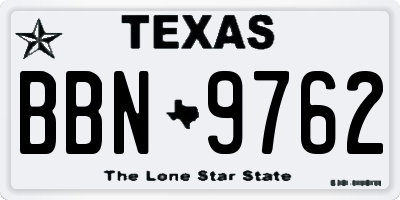 TX license plate BBN9762