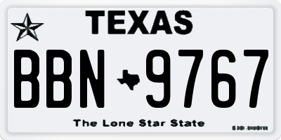 TX license plate BBN9767