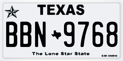 TX license plate BBN9768