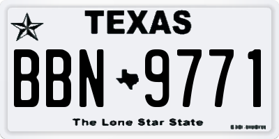 TX license plate BBN9771