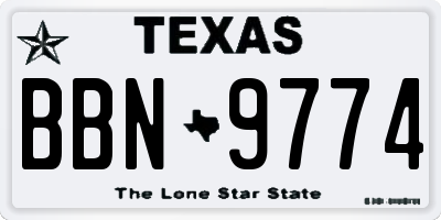 TX license plate BBN9774