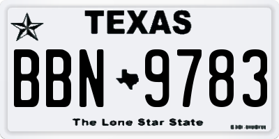 TX license plate BBN9783