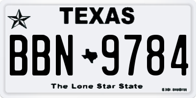 TX license plate BBN9784