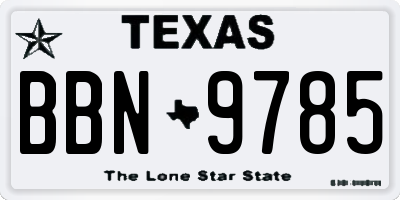 TX license plate BBN9785