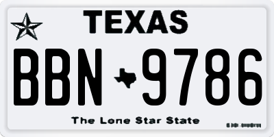 TX license plate BBN9786