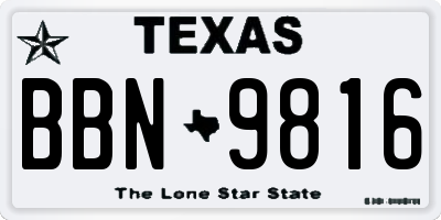 TX license plate BBN9816