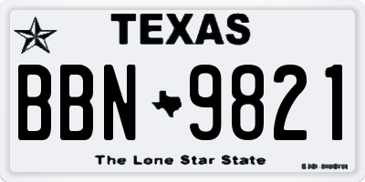 TX license plate BBN9821