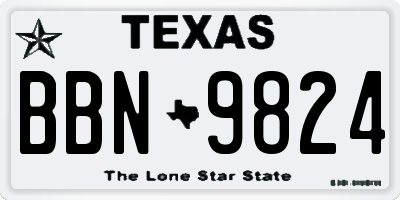 TX license plate BBN9824