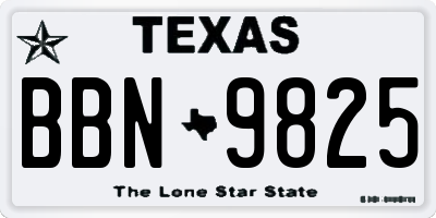 TX license plate BBN9825