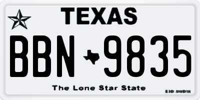 TX license plate BBN9835
