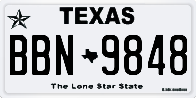 TX license plate BBN9848