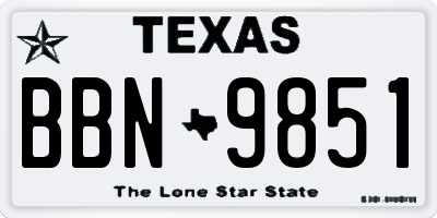 TX license plate BBN9851