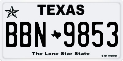 TX license plate BBN9853