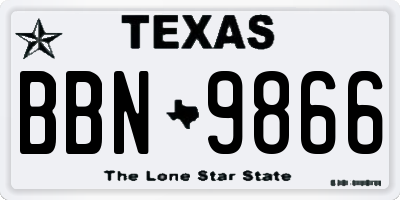 TX license plate BBN9866