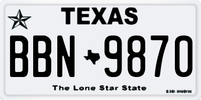 TX license plate BBN9870