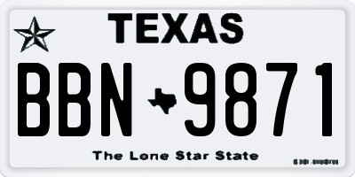 TX license plate BBN9871