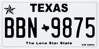 TX license plate BBN9875