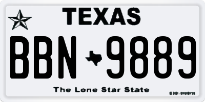 TX license plate BBN9889