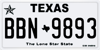 TX license plate BBN9893