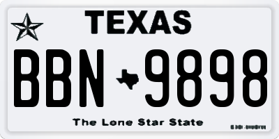 TX license plate BBN9898