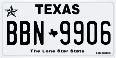 TX license plate BBN9906