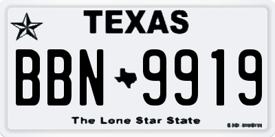 TX license plate BBN9919