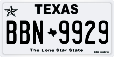 TX license plate BBN9929