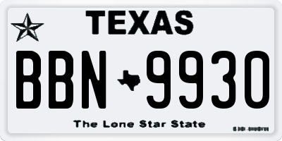 TX license plate BBN9930