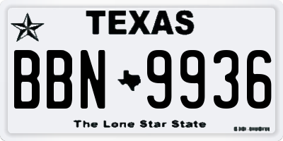 TX license plate BBN9936