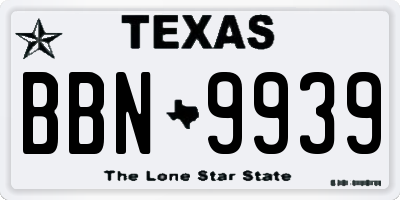 TX license plate BBN9939