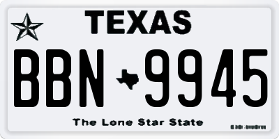 TX license plate BBN9945