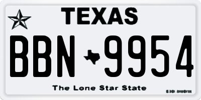 TX license plate BBN9954