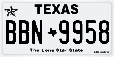 TX license plate BBN9958