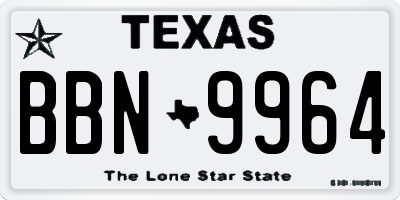 TX license plate BBN9964