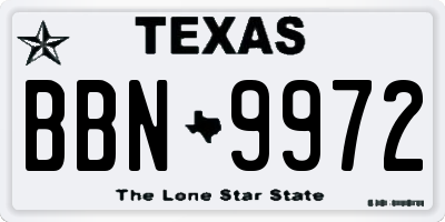 TX license plate BBN9972