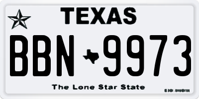 TX license plate BBN9973