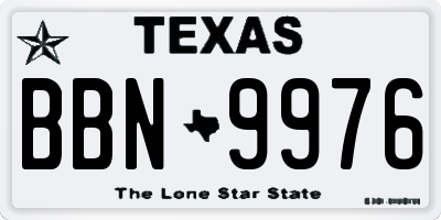 TX license plate BBN9976